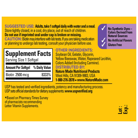 BIOTIN 2500MCG LIQUIGEL 90CT NAT MADE