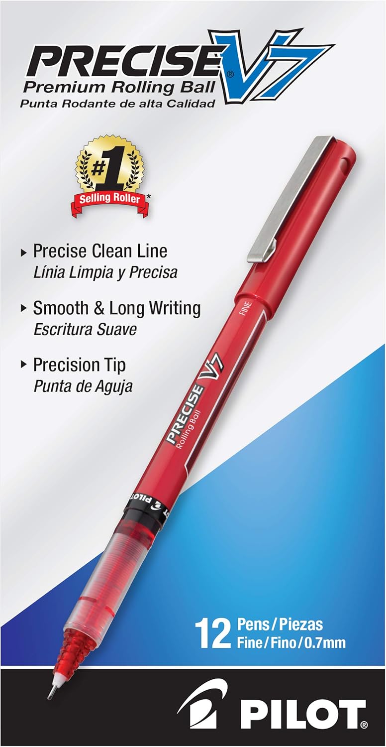 Pilot Precise V7 Rolling Ball Stick Pens, Fine Point (0.7mm), Black, 1 Count