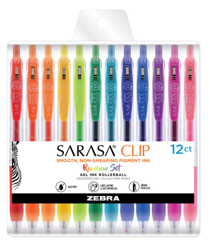 Zebra Sarasa Fine Point Clip Retractable Gel Pen - Milk Assorted Colors, 8 count