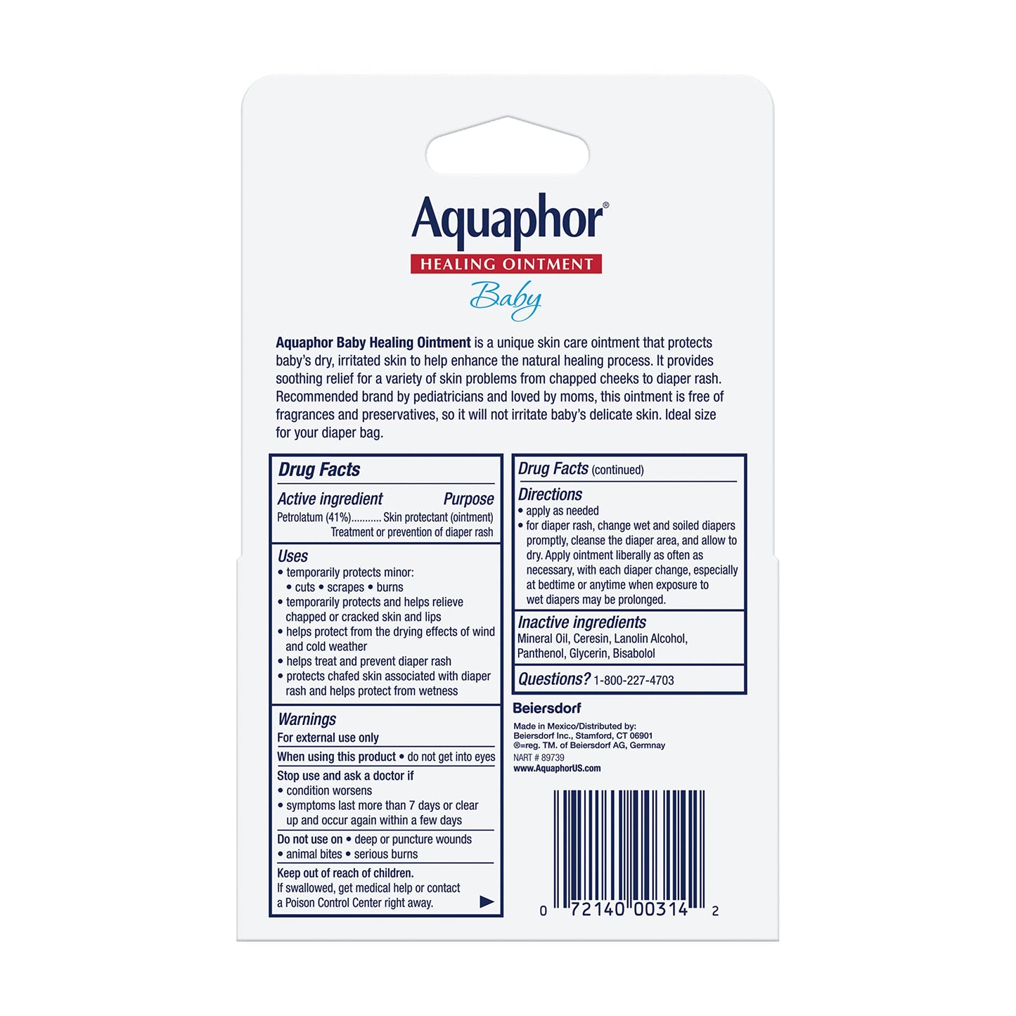 Aquaphor Baby Healing Ointment To-Go Pack for Chapped Cheeks and Diaper Rash, 2 count
