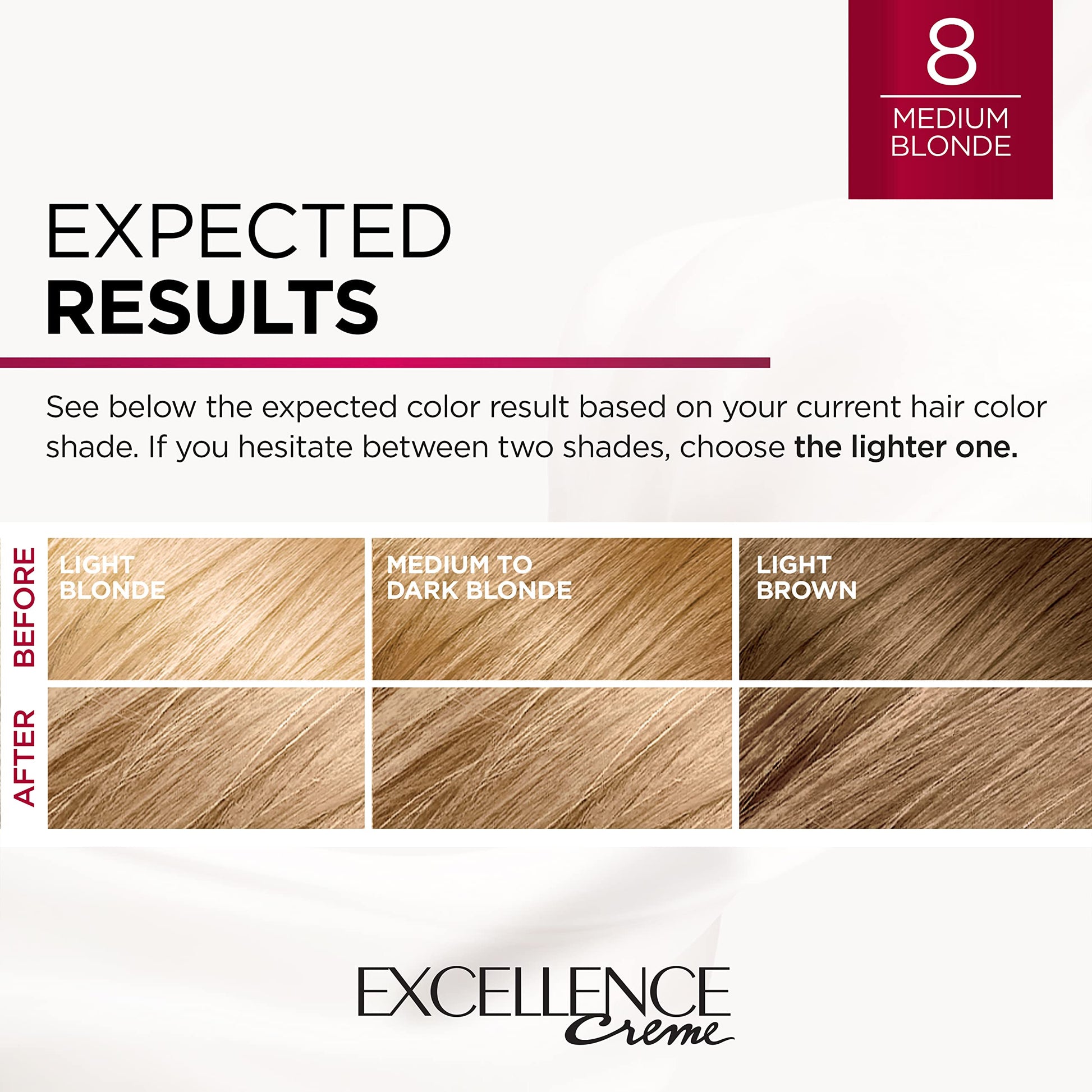 L'ORÉAL PARIS Excellence Triple Protection Permanent Hair Color, 8 Medium Blonde, 6.3 fl. oz.