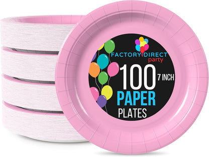 Unique Solid Round 7" Paper Plates - Hot Pink, 20 count