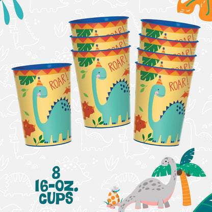 Blue & Green Dinosaur 9oz Paper Cups, 8 count