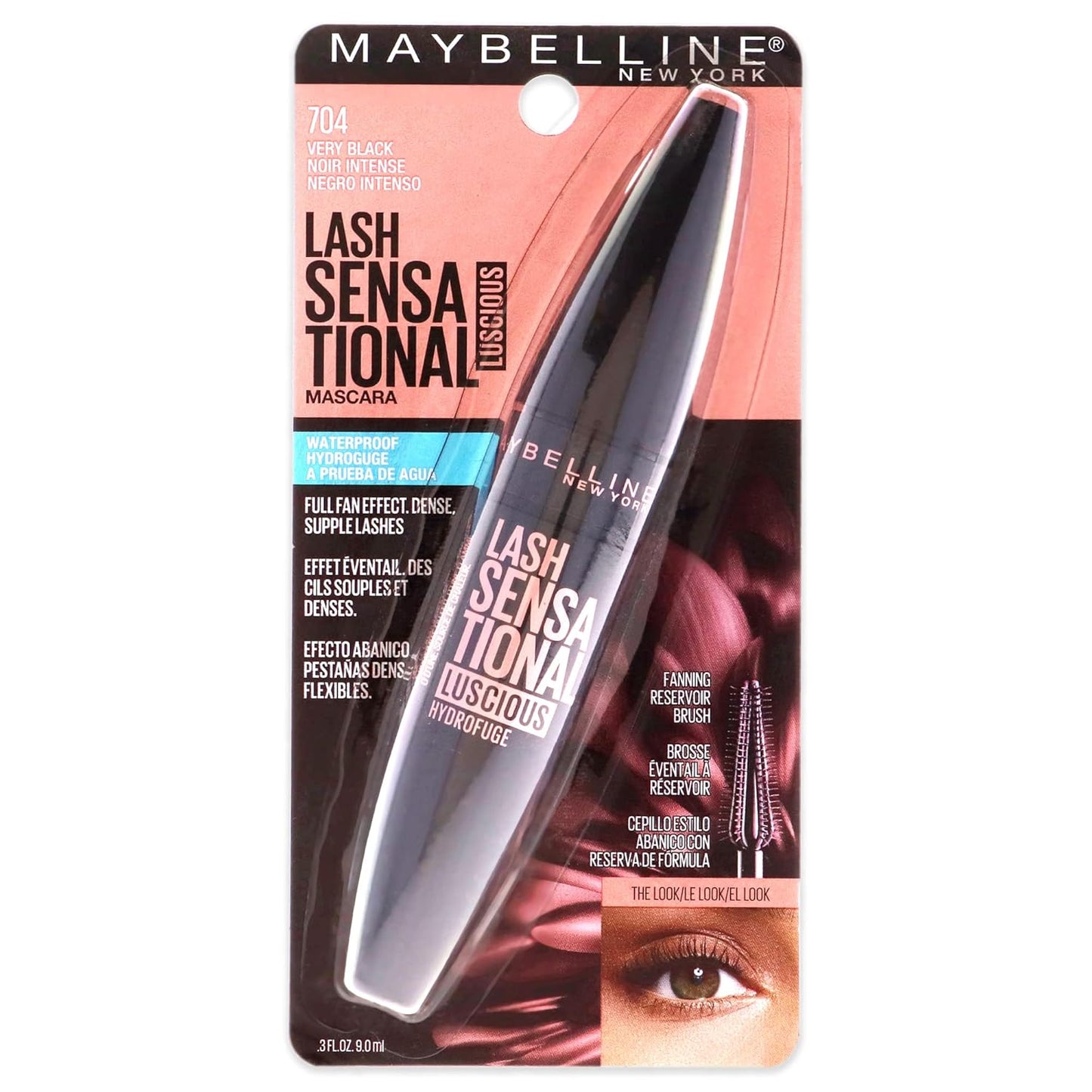 MAYBELLINE New York Lash Sensational Luscious Waterproof Mascara, 704 Very Black