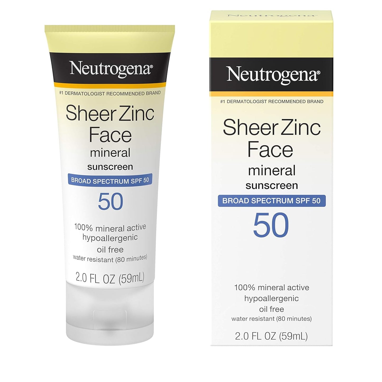 Neutrogena Sheer Zinc Spf#50 Dry Touch Face Sunscreen 2oz