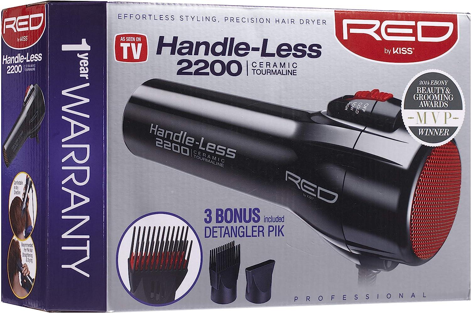 Kiss Red Dryer 2200 Tourmaline 3 Attachments (Ceramic)