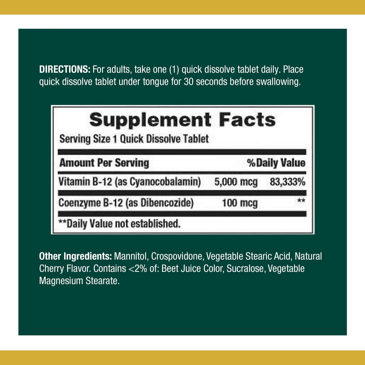 VIT B-12 QD 5000MCG TAB 40CT NAT BOUNTY