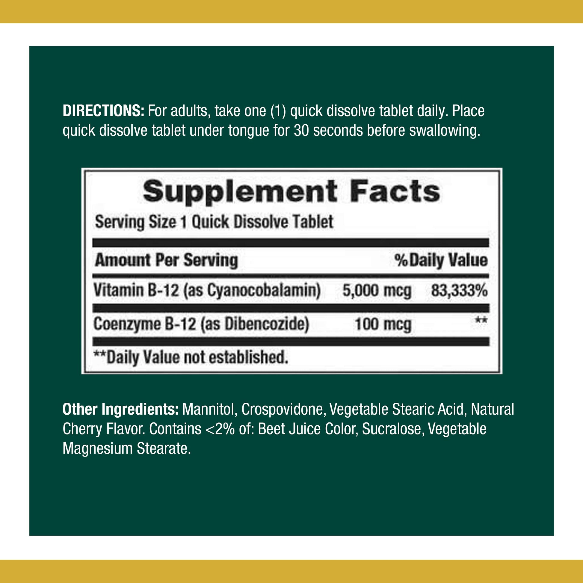 VIT B-12 QD 5000MCG TAB 40CT NAT BOUNTY