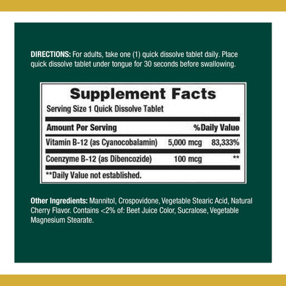 VIT B-12 QD 5000MCG TAB 40CT NAT BOUNTY