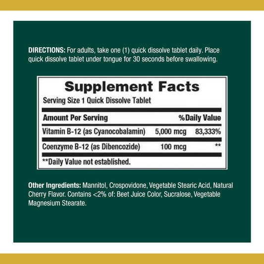 VIT B-12 QD 5000MCG TAB 40CT NAT BOUNTY