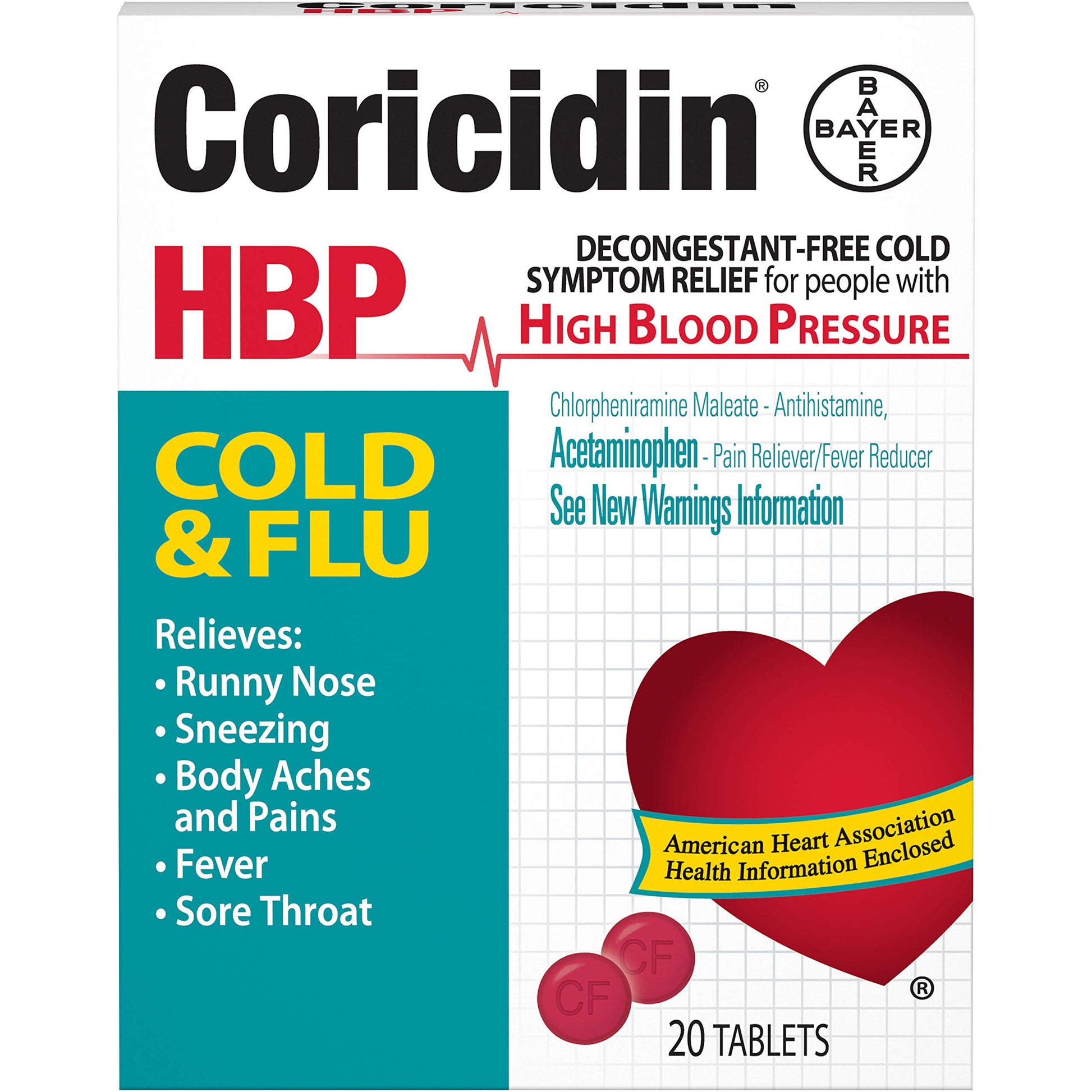 CORICIDIN HBP COUGH COLD TABLET 16CT