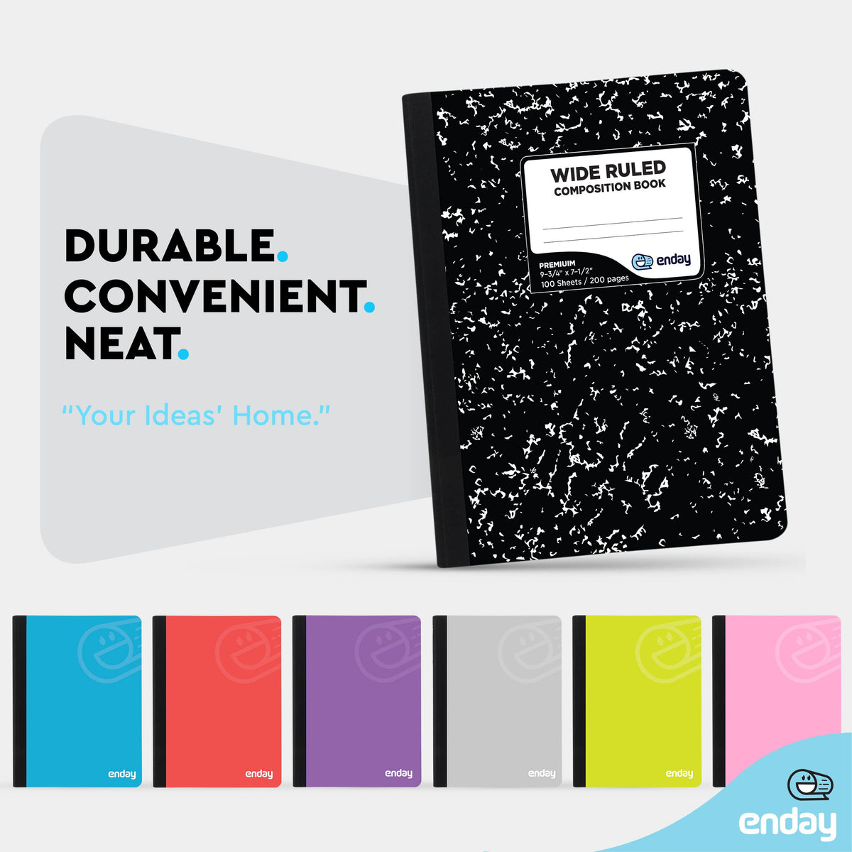 iScholar Black and White Marble Composition Book - Wide Ruled, 100 Sheets