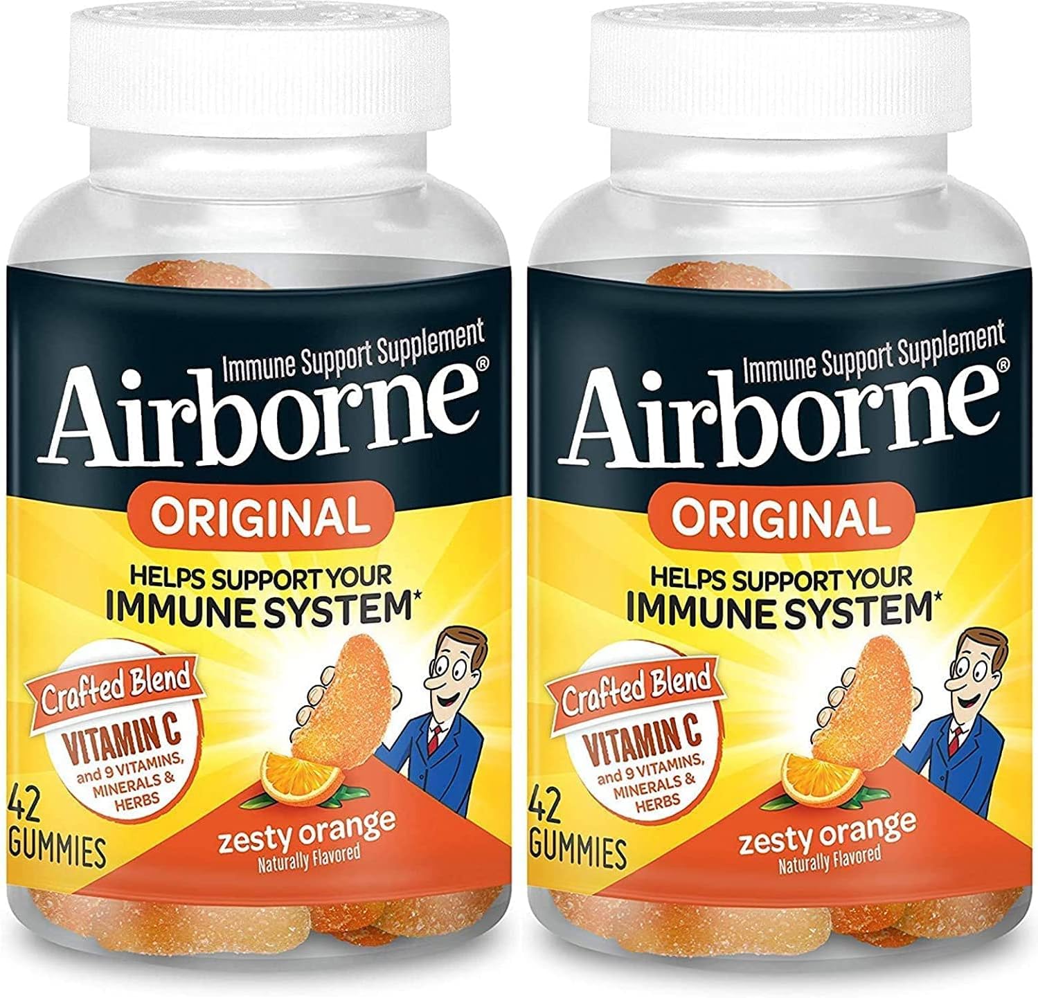 AIRBORNE ON-THE-GO PACK ZEST ORANGE 10CT