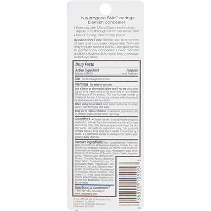 Neutrogena SkinClearing Blemish Concealer Makeup, Fair 05, .05 oz