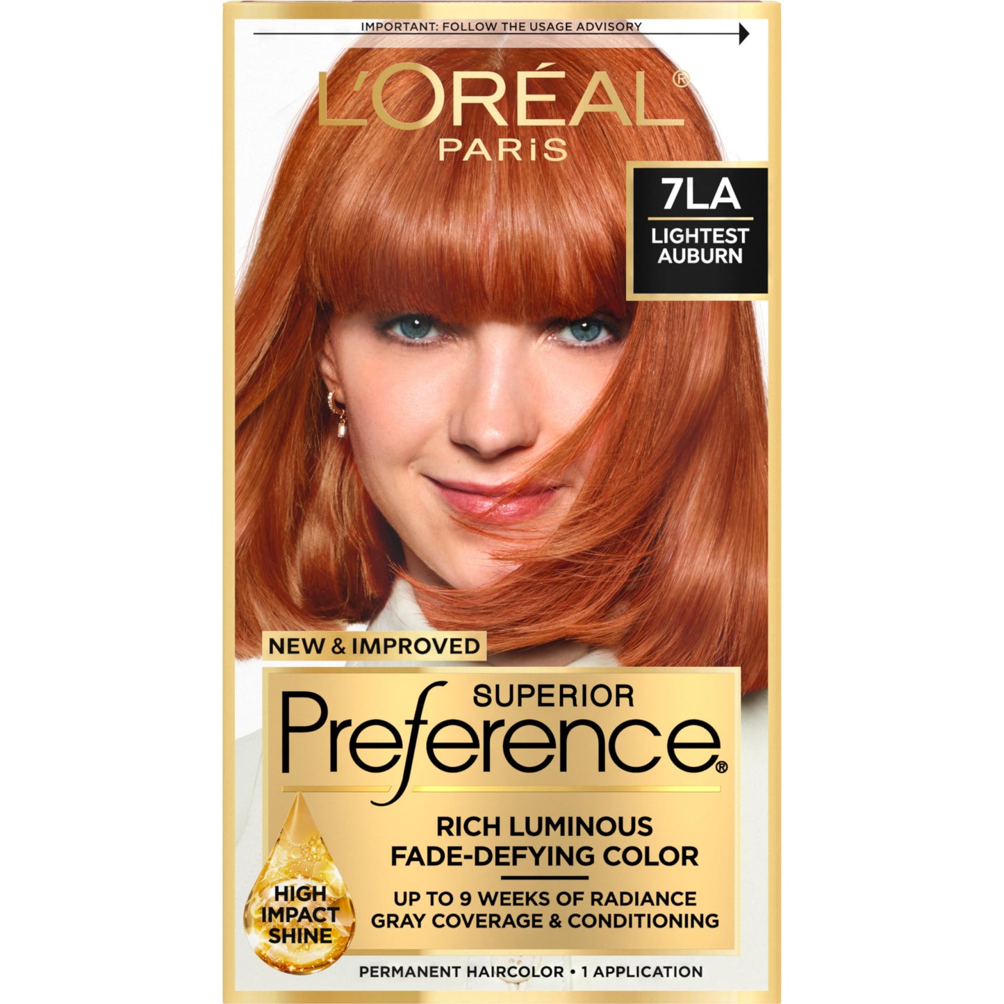 L'ORÉAL PARIS Superior Preference Permanent Hair Color, 7LA Lightest Auburn, 6.5 fl. oz.