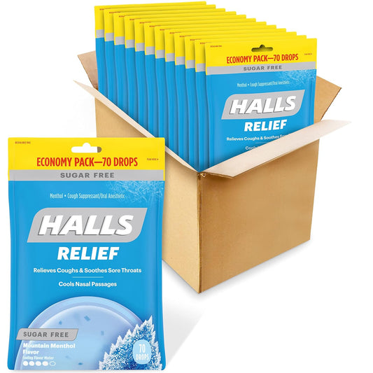 HALLS SUGAR FREE BAG MOUNTN MENTHOL 25CT