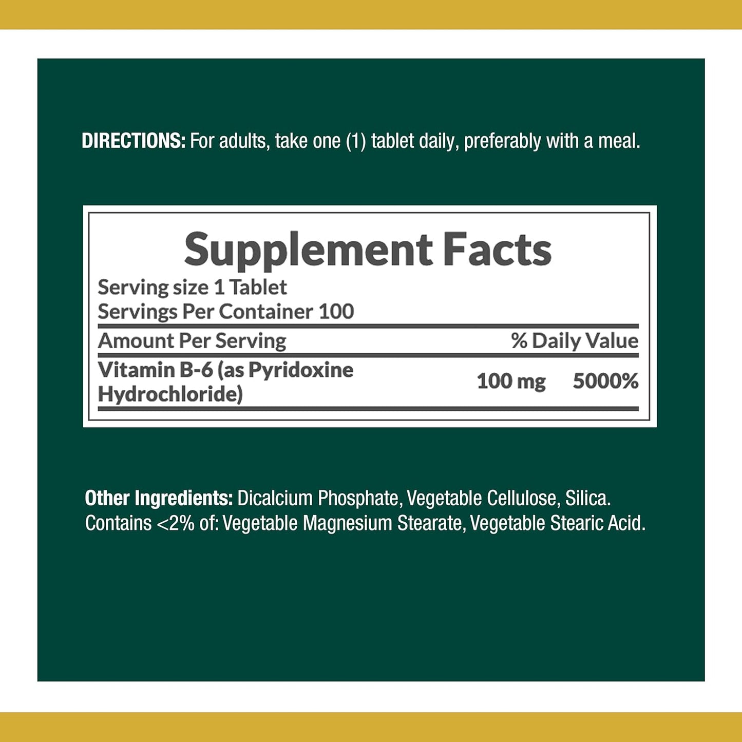 VIT B6 100MG TABLET 100CT NAT BOUNTY
