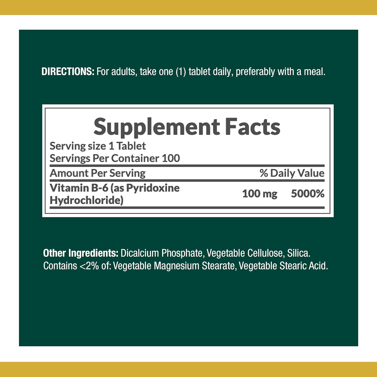VIT B6 100MG TABLET 100CT NAT BOUNTY