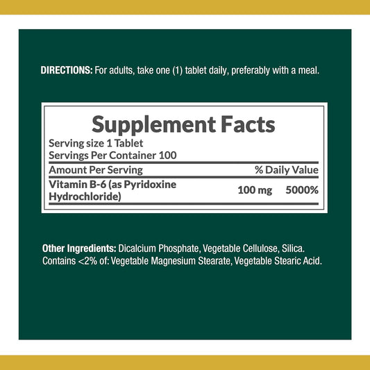 VIT B6 100MG TABLET 100CT NAT BOUNTY