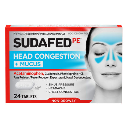 SUDAFED PE HD/CN TB 24 +MUCUS ND
