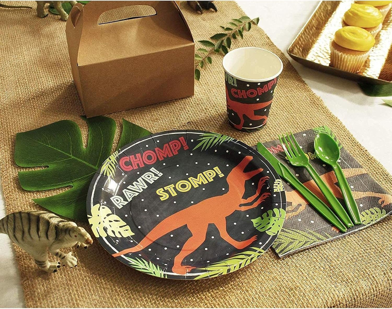 Blue & Green Dinosaur 7" Desert Party Plates, 8 count