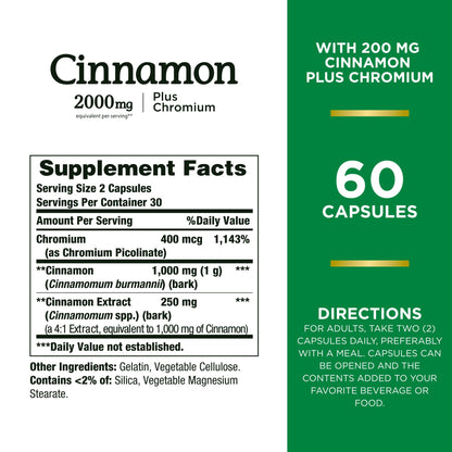CINNAMON+CHROM 2000MG CAP 60CT NAT BNTY