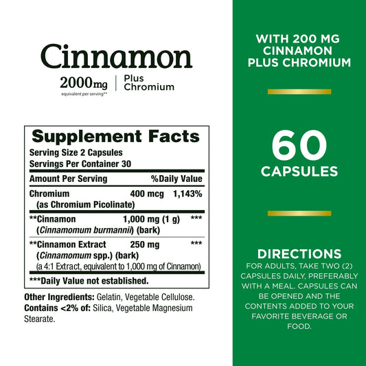 CINNAMON+CHROM 2000MG CAP 60CT NAT BNTY