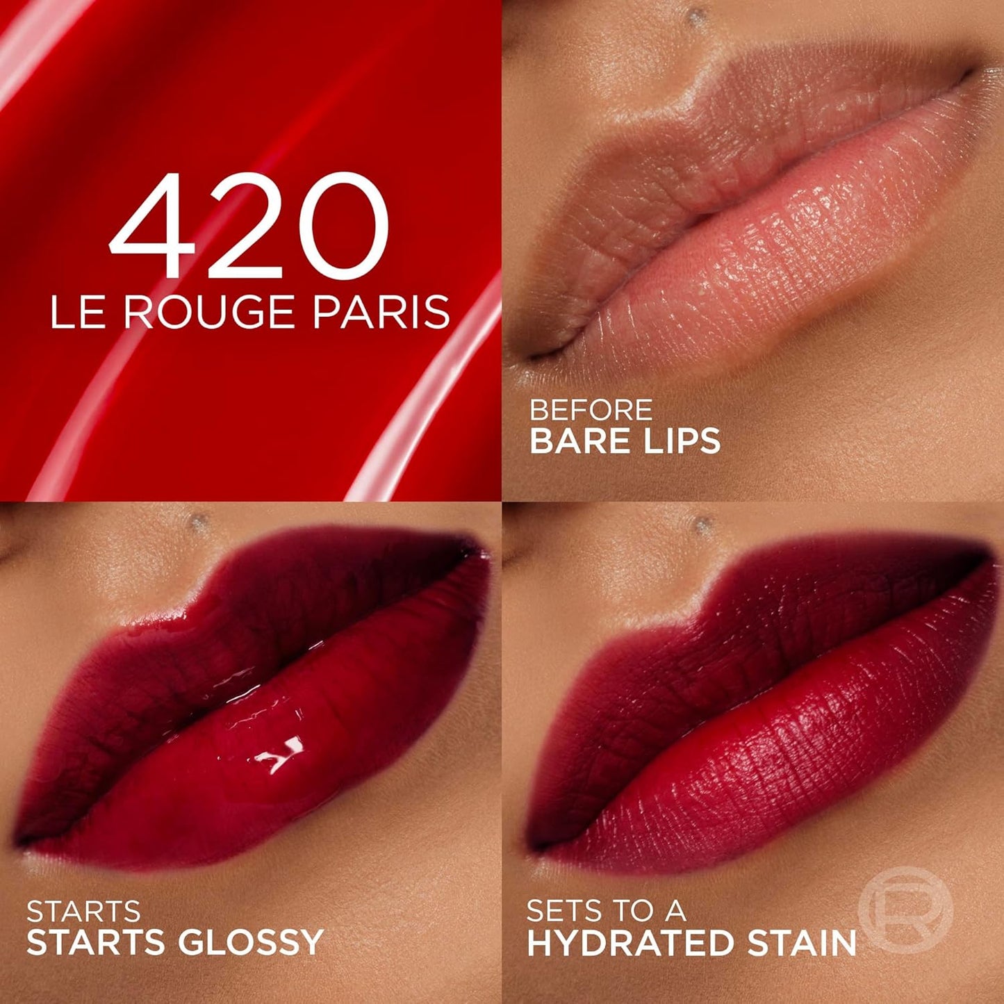 L'ORÉAL PARIS Hyaluron Tint Lip Stain Serum, 420 Le Rouge Paris