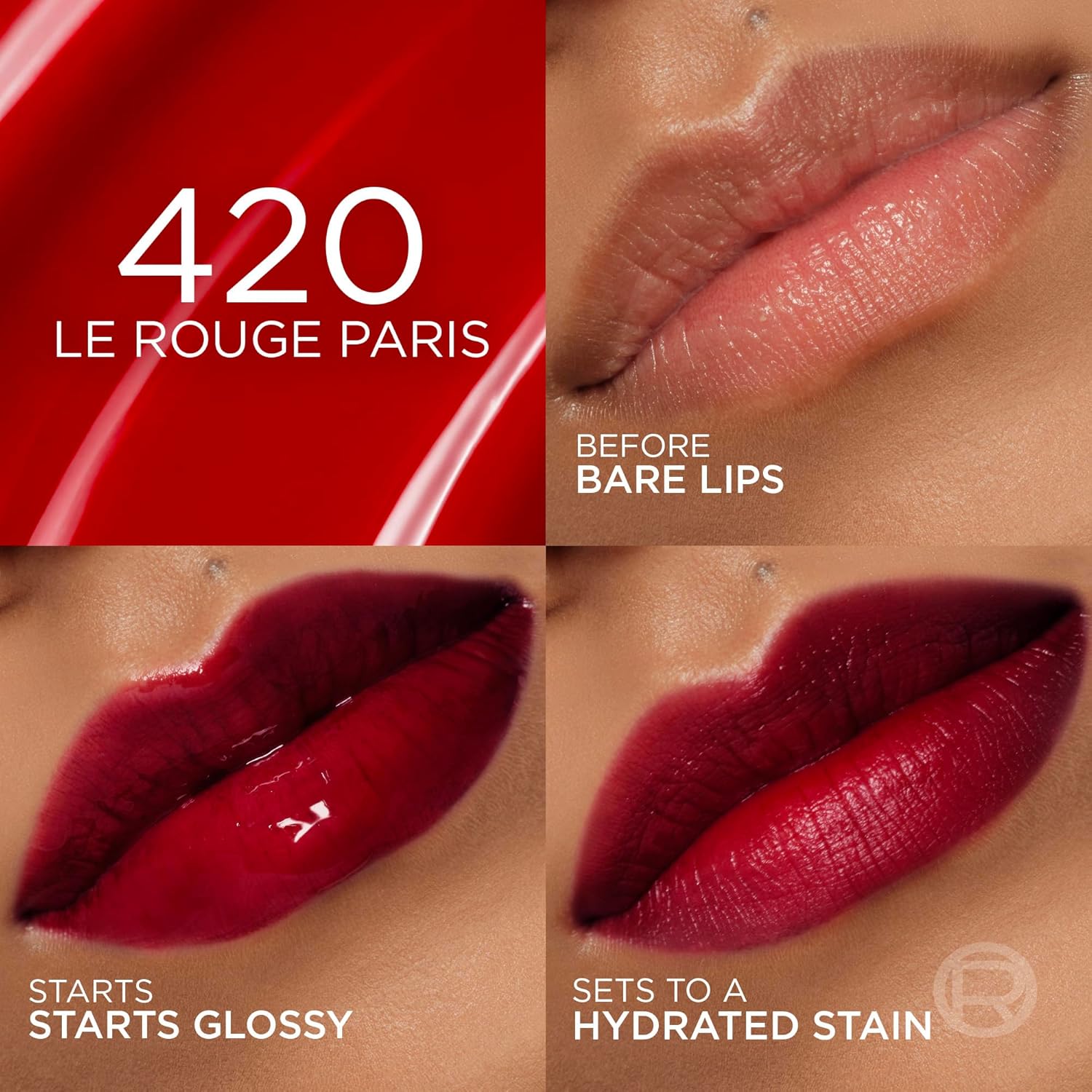 L'ORÉAL PARIS Hyaluron Tint Lip Stain Serum, 420 Le Rouge Paris