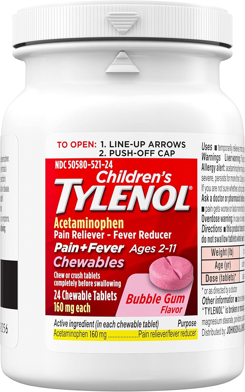 TYLENOL CHILD BUBBLEGUM CHEW TAB 24CT
