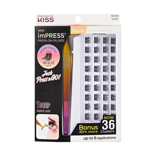 KISS imPRESS Falsies Individual Lashes With Mini Applicator - Authentic Natural, 12 count