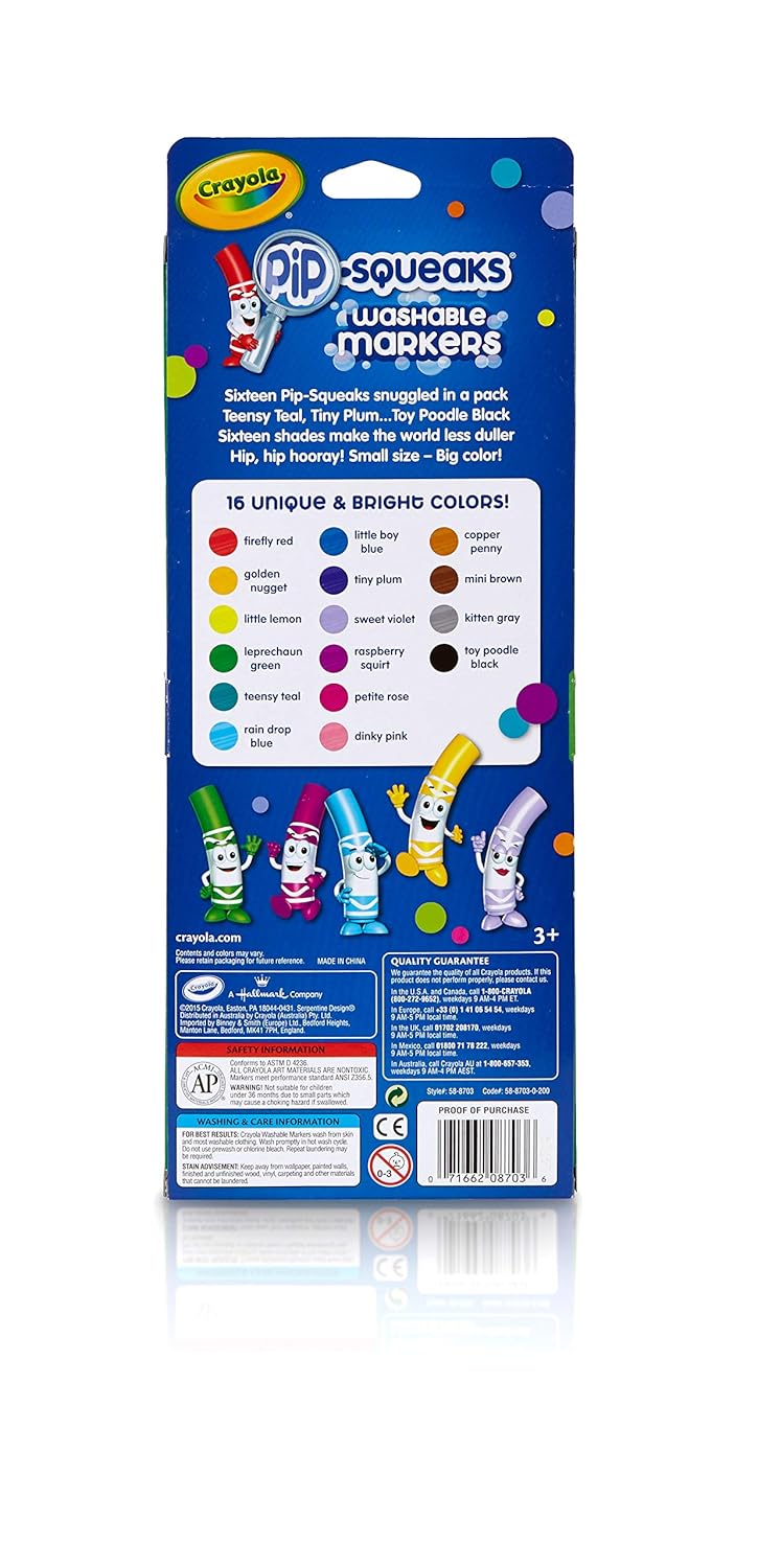 Crayola Pip-Squeaks Skinnies Markers, 16 count