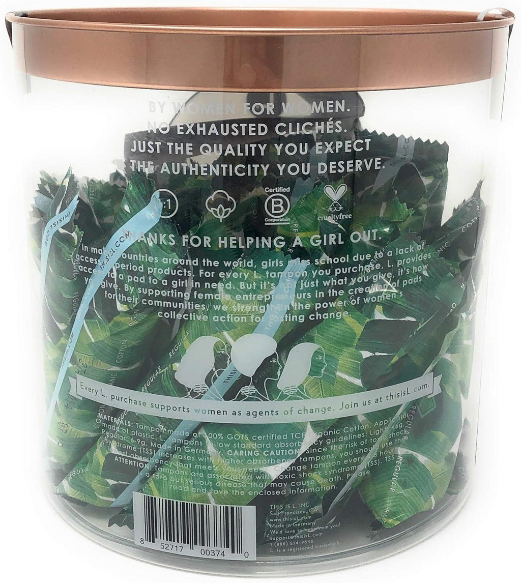 L. Tampons Organic Cotton Core 30 Count (20 Reg + 10 Light)