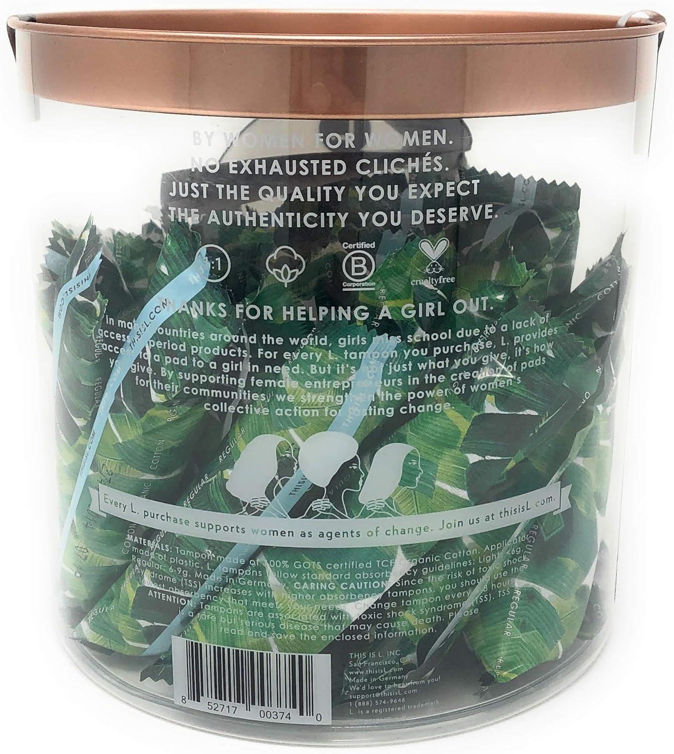 L. Tampons Organic Cotton Core 30 Count (20 Reg + 10 Light)