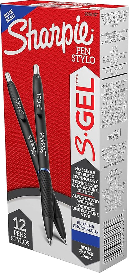 Sharpie S-Gel Blue Retractable Gel Pen, 2 count