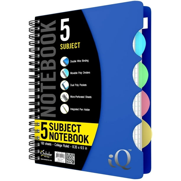iScholar iQ Personal Poly Double Wire Notebook - Assorted, 7" x 5"