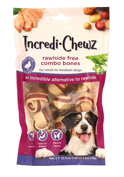 Paws Happy Life Rawhide Alternative Bone with Real Duck - 6 count, 2.5"