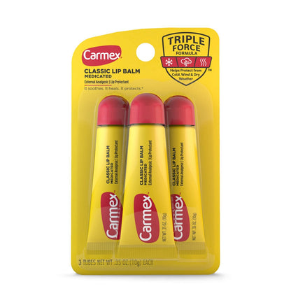 Carmex Lip Balm Tube Classic Medicated 0.35oz 3 Count