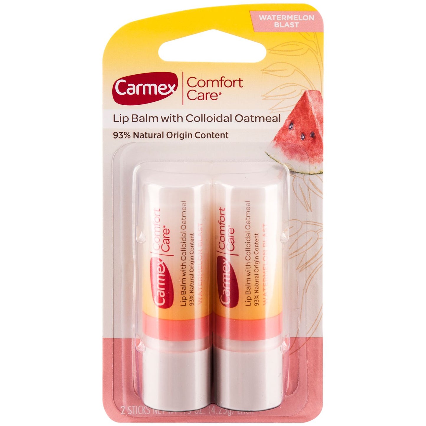 Carmex Lip Balm Stick Comfort Care Peppermint 2 Pack (6in)