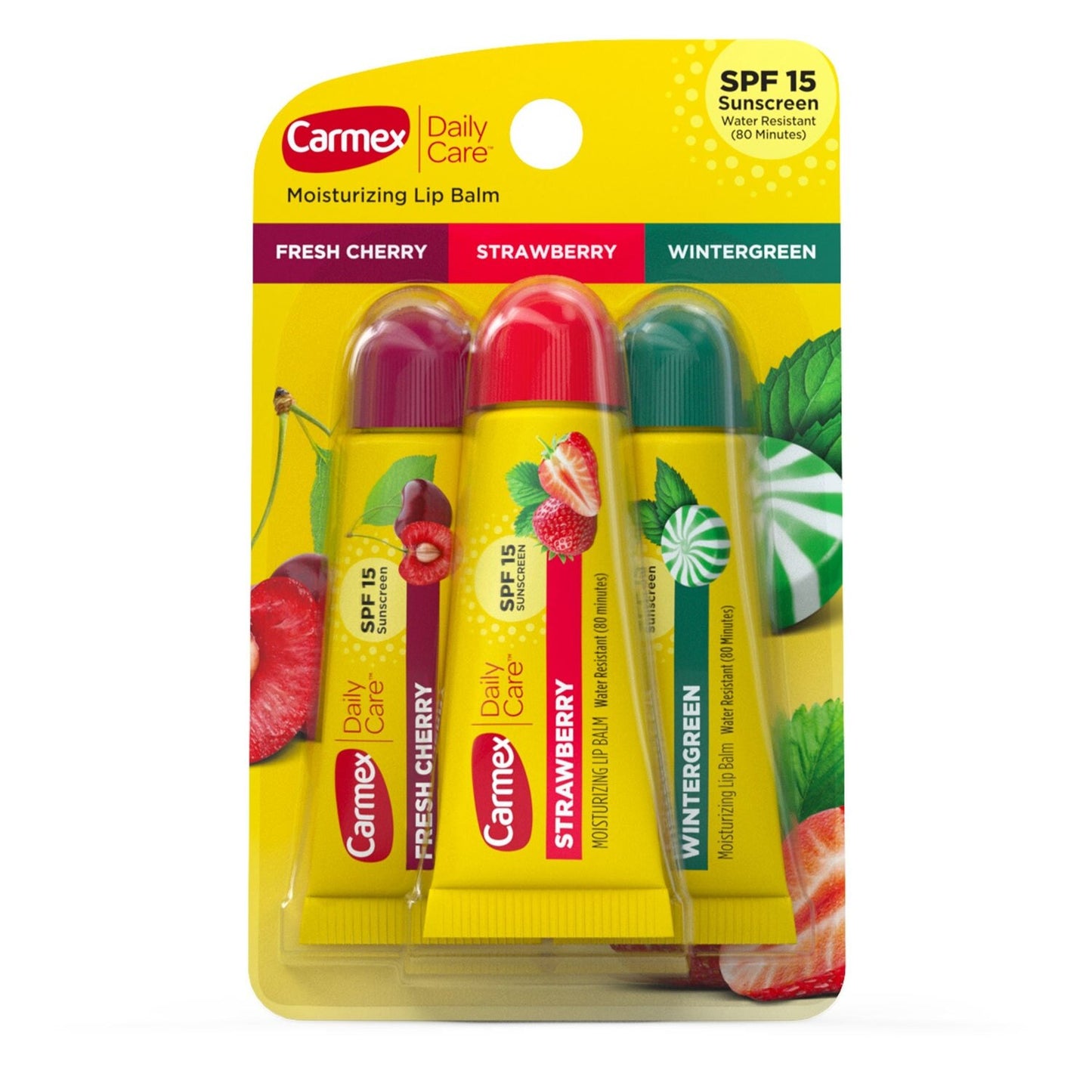 Carmex Lip Balm Tubes Assorted Flavors Spf#15 3 Pack 0.35oz