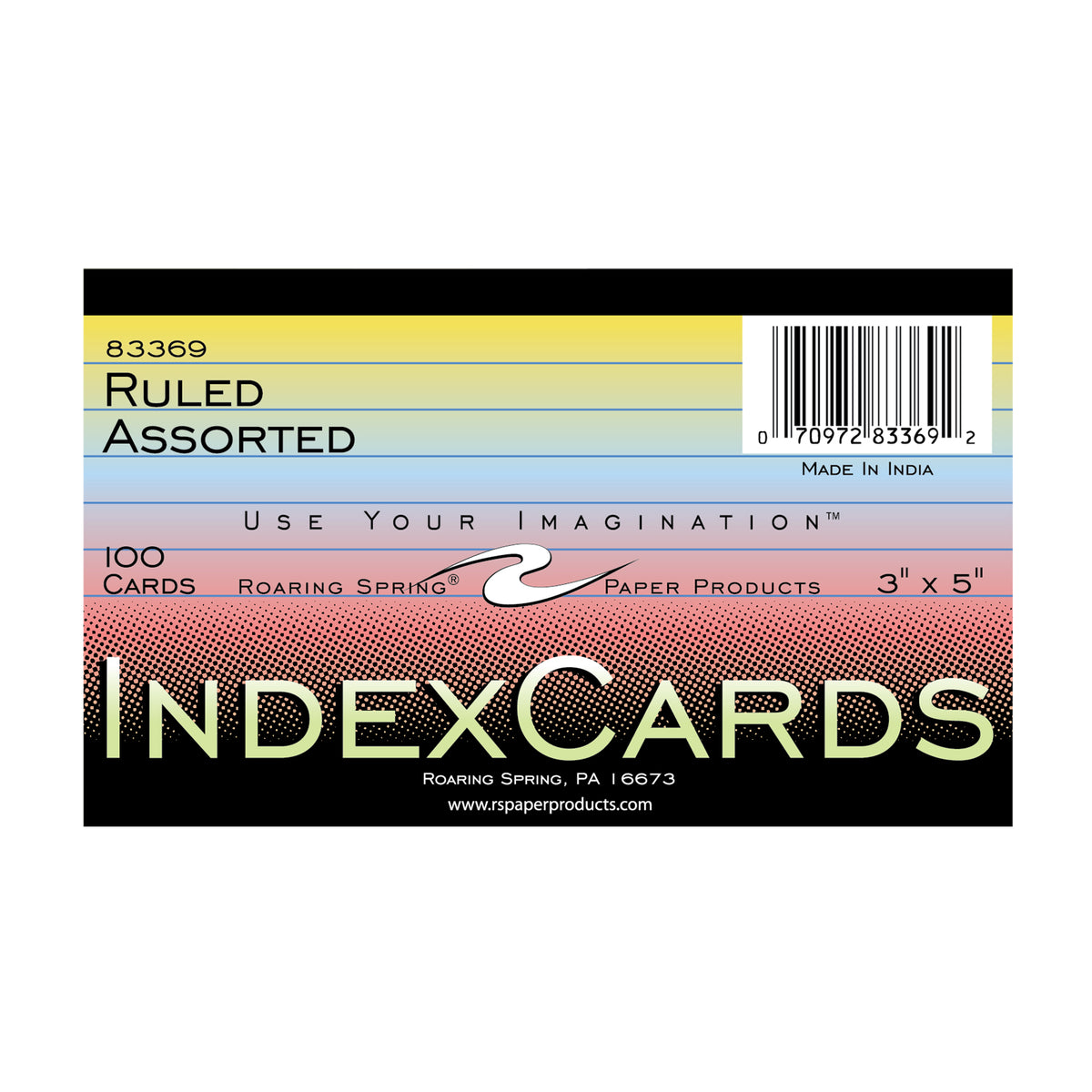 iScholar Assorted Colors 3" x 5" Index Cards