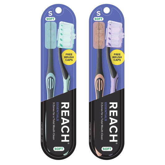 Reach Toothbrush Essentials Soft 6 Count With Free Caps