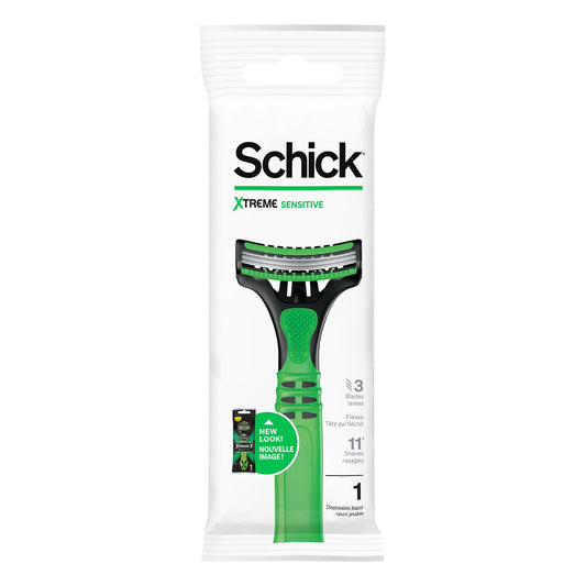 Schick Xtreme 3 Sensitive Disposable Razor with 3 Flex Blades, 1 count