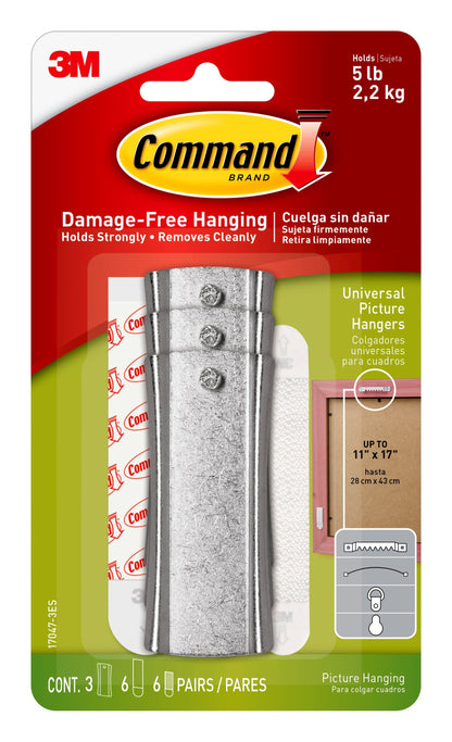 Command Universal Picture Hanger - Silver, 1 Hook + 2 Strips