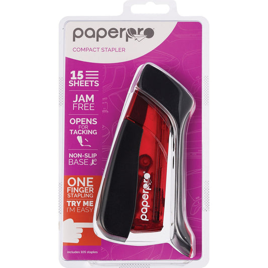 PaperPro Compact One-Finger 15-Sheet Stapler, Assorted Colors