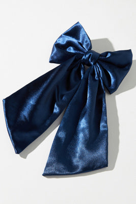 scünci All Day Hold Satin Bow Barrette - Black