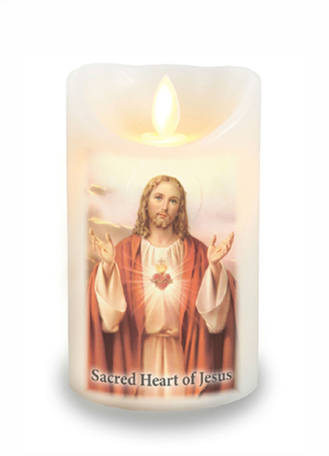 Star Candle Prayer Candle, 8in - Sacred Heart