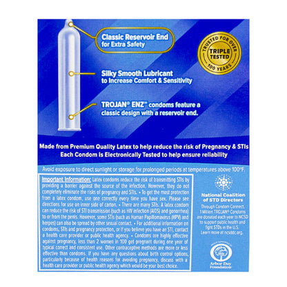 TROJAN ENZ SPERMICIDAL LUBE CONDOM 3CT