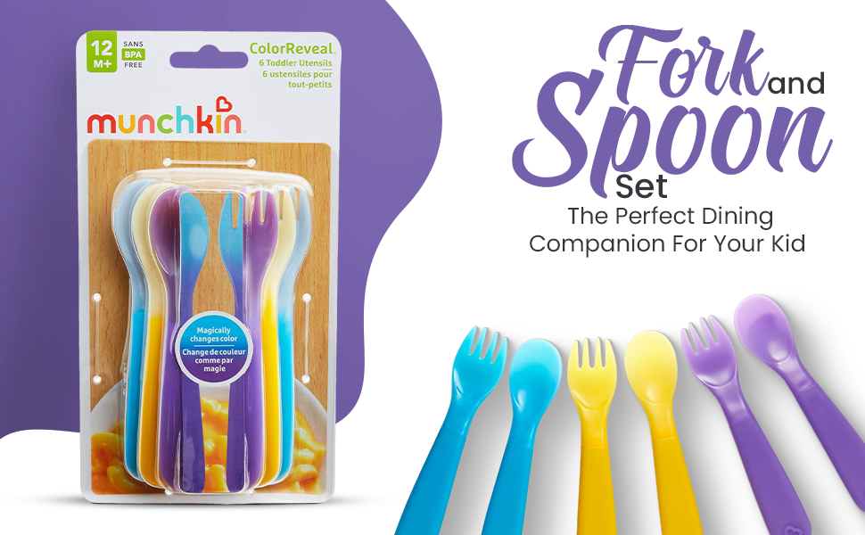 Munchkin ColorReveal Color Changing Toddler Forks and Spoons - 6 count