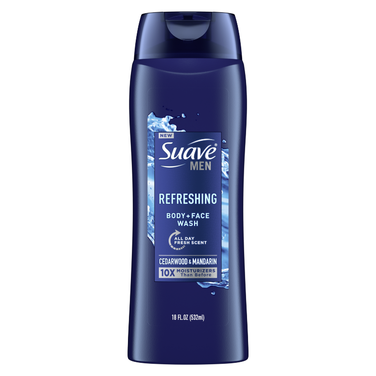 Suave Body + Face Wash Men 18oz Refreshing Cedarwood